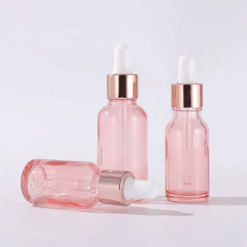 5m l10ml 15ml 30ml 50ml 100ml sérum de soins de la peau or rose verre rose flacon compte-gouttes pour barbe huile essentielle avec Pipette vente en gros