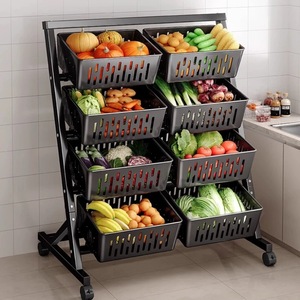 Étagère de <span class=keywords><strong>rangement</strong></span> de cuisine, panier à légumes multi-niveaux, chariot de ménage, étagère à fruits et légumes - Product Image 2