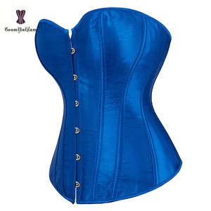 High Quality Cheap Plain Satin Blue Overbust <strong>Corset</strong> Tops for <strong>Woman</strong> - Product Image 2