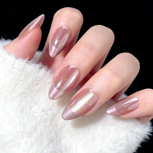 <span class=keywords><strong>Uñas</strong></span> Postizas con Acabado Espejo, Cromadas, Rosa Nude, Marrón, Degradado Ojo de Gato, <span class=keywords><strong>Plateadas</strong></span>, Rosa, <span class=keywords><strong>Uñas</strong></span> Postizas <span class=keywords><strong>Cortas</strong></span> de Almendra - Product Image 4