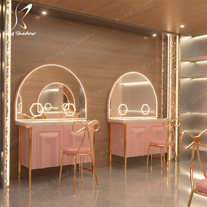 Miroir de maquillage éclairé de luxe Station de coiffure pour chambre de filles ou salon de coiffure - Product Image 2