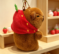 Vailpro 100 Designs Peluche Capybara 12 cm, Jouet en Peluche Doux, Adorable Porte-clés Capybara pour Sac d'Anniversaire