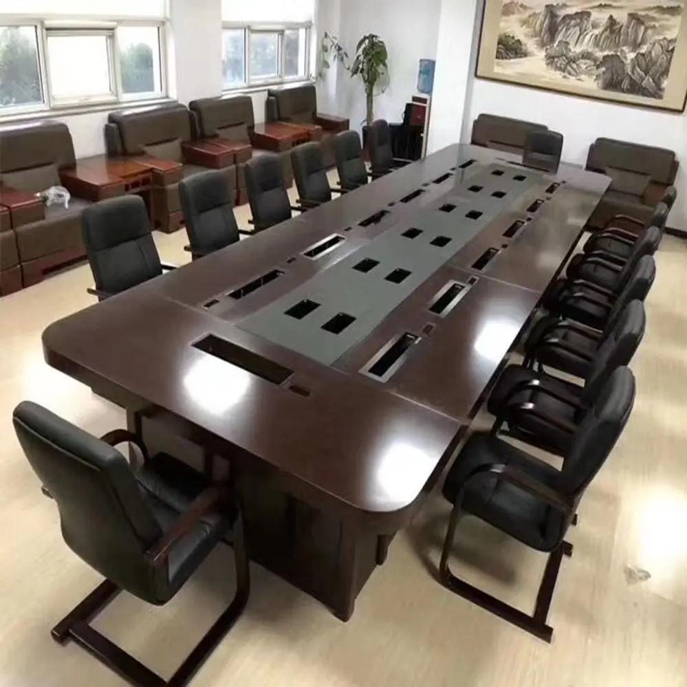 طاولة مؤتمرات برسومات مخصصة من البلوط ، طاولة مؤتمرات بوظيفة للقطاع الحكومي