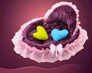 Sıcak satış yeni stil kış lüks prenses kedi yatak yavru yatak kanepe mor pembe dantel - Product Image 4