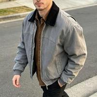 Blouson bomber noir à col contrastant et fermeture éclair métallique American Retro Detroit