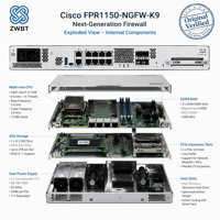 Firewall Cisco Original, Modelo FPR1150-NGFW-K9, Firepower 1150 NGFW, Dispositivo 1U, FPR1150-NGFW-K9