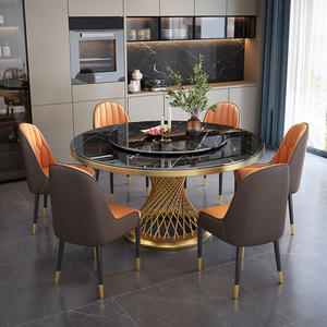 Set <span class=keywords><strong>Tavolo</strong></span> da Pranzo Dorato con <span class=keywords><strong>Piano</strong></span> in Marmo, Mobili <span class=keywords><strong>per</strong></span> Sala da Pranzo, <span class=keywords><strong>Tavolo</strong></span> da Pranzo <span class=keywords><strong>Rotondo</strong></span> con 6 Sedie - Product Image 3