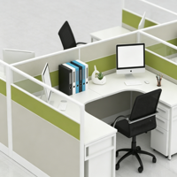 Escritorio de Oficina Modular Moderno con Partición, Muebles de Cubículo en Forma de L para 2-4 Personas
