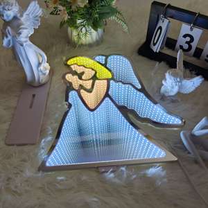 Lámpara de Pared de Plástico con Luces LED 3D de Espejo Infinito de Ángel, Iluminación Decorativa de Ilusión Óptica para el Hogar, Centros Comerciales y Regalos, Resistente al Agua IPX3 - Product Image 3