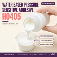 Adhésif acrylique à base d'eau sensible à la pression, à adhérence initiale élevée, résistant aux plastifiants, pour la lamination de tissus textiles