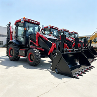Pengiriman Gratis Backhoe Loader 4x4 Mini Pertanian EPA Backhoe Loader Diesel Hidrolik Traktor Backhoe Loader yang Dapat Ditarik
