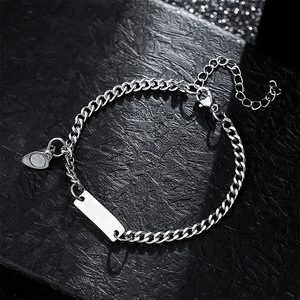 Gelang <span class=keywords><strong>Magnet</strong></span> Bentuk Hati Terlaris, Gelang Baja Anti Karat Terukir, Gelang Batangan Kosong Custom untuk Pasangan, Grosir - Product Image 2