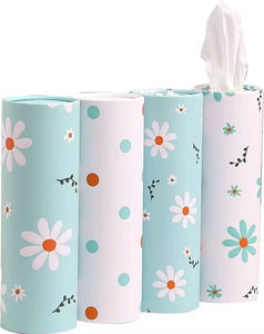 Caja de pañuelos redonda desechable de gran venta para coche, soporte para pañuelos con paquetes de papel de pulpa de madera virgen de 2, 3 y 4 capas, compatible con [modelos/uso]. - Product Image 1