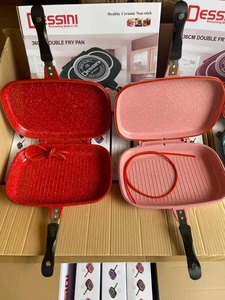 Poêle à griller double face en aluminium moulé sous pression DESSINI, poêle à frire antiadhésive carrée, poêle à steak colorée pour le petit-déjeuner - Product Image 2