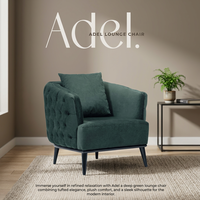 Fauteuil de salon carré capitonné en velours vert, fauteuil d'appoint rembourré avec rembourrage en mousse, accoudoirs rembourrés, pieds en bois, style moderne pour salon
