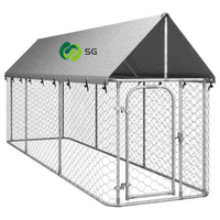 Grand enclos extérieur robuste pour chiens en acier galvanisé étanche, avec structure en treillis métallique, abri pour animaux de compagnie pour jardin et ferme