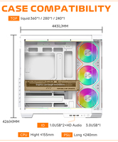 Boîtier de jeu Jungle Leopard AS-01 Private Mold blanc avec panneau latéral en verre trempé et acier laminé à froid, ventilateurs ARGB préinstallés, compatible ATX PC