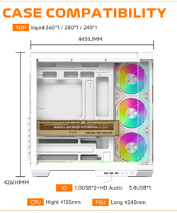 Gabinete para Juegos JungleLeopard AS-01, Blanco, Panel Lateral de Vidrio Templado, Ventiladores ARGB Preinstalados, Chasis para PC MATX, Compatible con 360 L - Product Image 5