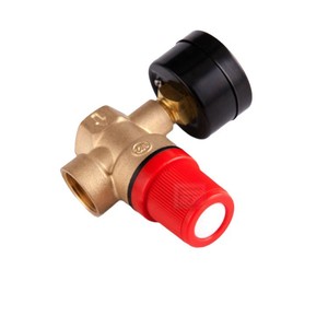 วาล์วนิรภัยทองแดง 1/2 นิ้ว แบบเกลียวสำหรับระบบน้ำพร้อมเกจวัดแรงดัน - Product Image 4