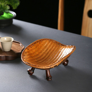 Bamboo Woven Tortoise Shell Fruit Basket Irregular Shape Standing Type For Living Room <b>Storage</b> <b>Tray</b> New Chinese Style - Product Image 1