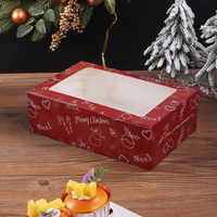 Boîte d'emballage de cupcakes en papier de Noël pliable portable personnalisée Fenêtres transparentes Boîte à dessert mousse Boîte à tarte aux œufs Ivoire