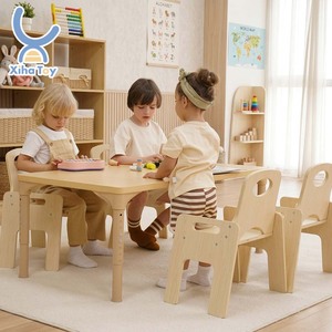 Juego <span class=keywords><strong>de</strong></span> Mesas y Sillas Infantiles CASA <span class=keywords><strong>de</strong></span> Madera Maciza Natural, Muebles <span class=keywords><strong>Montessori</strong></span> para Guardería, <span class=keywords><strong>Centro</strong></span> <span class=keywords><strong>de</strong></span> Aprendizaje Preescolar y Guardería Diurna - Product Image 1