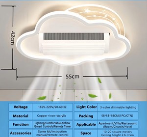 Ventilador de <span class=keywords><strong>Techo</strong></span> LED Moderno y Silencioso con Control Remoto, Tres Colores, Viento Fuerte, Antiparpadeo, Regulable, Alto CRI 90, para Hotel, Sala de Estar, <span class=keywords><strong>Dormitorio</strong></span> - Product Image 5