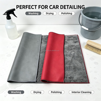 Serviette de séchage de voiture en microfibre double face, en suède et polaire corail, sans peluches, anti-rayures, pour le nettoyage et le detailing automobile