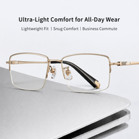 Lunettes de lecture sans monture unisexes pour adultes, verres PC anti-lumière bleue, monture carrée légère, design tendance pour un usage quotidien
