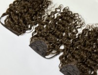 Extensions de cheveux humains vierges en queue de cheval, blondes, double épaisseur, ondulées et bouclées, pour la vente en gros