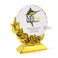 Coupe de trophée en cristal sur base en métal doré de qualité supérieure pour les sports de natation, course, émail dur, durable, gravure imprimée, trophées, plaques