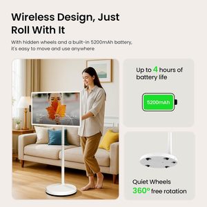 Televisor Inteligente Portátil para Baño de 24/27/32 Pulgadas FHD de Fábrica, 2.ª Generación (6)GB RAM+128GB Android 14 con Certificación EDLA, Blanco, Wi-Fi, con Ruedas, 24 Pulgadas - Product Image 3