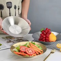 Geborsteld RVS Kegelvormige Schaal Vijf Maten Uitlopende Brede Rand Pasta Salade IJs Fruit Serveerschaal Aangepaste Logo voor Restaurant