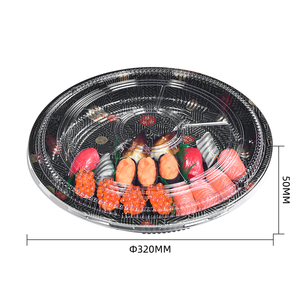Sunzza stapelbarer japanischer Stil über Größe 32 cm Party Einweg Haustier Kreis Platte Fast <span class=keywords><strong>Food</strong></span>/Obst/Sushi Tablett Container Box - Product Image 2