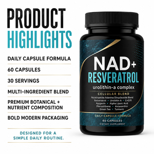 NAD Plus personnalisé, 1000 mg par portion, 60 portions, sans gluten, végétalien, antioxydant, certifié GMP HACCP, durée de conservation de 24 mois - Product Image 2