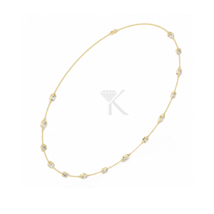 Collier à maillons en or massif 14 carats avec diamants de laboratoire de forme fantaisie, sertis clos, taille marquise et taille émeraude - Product Image 2