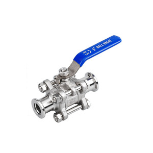 Robinet à bille en acier inoxydable 1/2 pouce fileté pour l'industrie du gaz avec poignée bleue - Product Image 1
