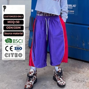 Hot Selling Streetwear Summer <b>Shorts</b> Polyester Baggy Sports Jersey <b>3</b>/<b>4</b> Long Basketball <b>Shorts</b> for Men - Product Image 1