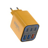 Nuevo Cargador de 6 Puertos, 3 USB-A y 3 Puertos PD, Carga Rápida Universal para Teléfonos, Auriculares y Más, Enchufes Intercambiables EU/US/UK/KR