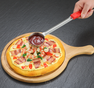 Cuillère à sauce à pizza en acier inoxydable, cuillère à fond plat pour étaler la sauce, cuillère à sauce tomate, avec marquages en onces - Product Image 2