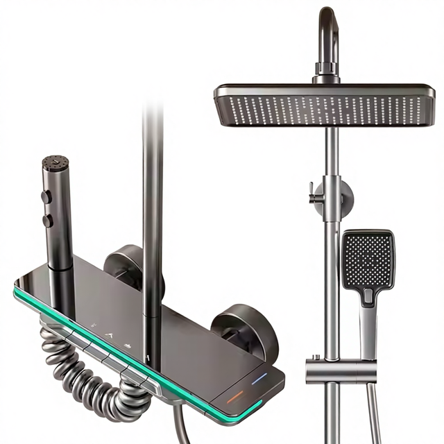High Quality Smart Showers Bathroom Set Piano Key Digital Display 4 Functions Bath Shower Faucets Brass Ceramic Valve Hotels