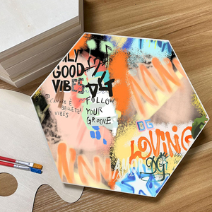 <strong>Unfinished</strong> Hexagon Wooden Block <strong>Panels</strong> for Painting, Blank <strong>Wood</strong> Hexagon Framed Boards for Crafting Art Pouring Block - Product Image 4