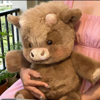 Peluche Suga Highland, Poupée Bœuf, Agneau en mouvement, Unisexe, Décoration d'intérieur mignonne, Cadeau d'anniversaire, Polyester, Coton PP