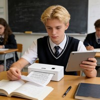 AIXW Impresora Térmica de Recibos de 8 Pulgadas, Mini Impresora Portátil A4 para Trabajo Doméstico y Estudiantes, Producto en Stock