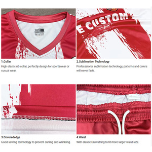 クイックドライ昇華転送プリントカスタムクラブデジタルプリントサッカーチームがあなたの名前ロゴを設定します赤い色Vネックサッカージャージー - Product Image 3