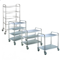 Chariot de service alimentaire multi-niveaux en acier inoxydable personnalisé, chariot de cuisine mobile à tubes ronds pour restaurant