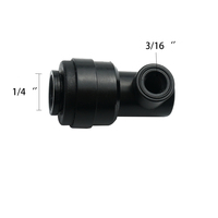 Embout en plastique noir 1/4 avec 1 trou, connecteur rapide pneumatique basse pression pour tuyau de système RO