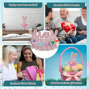 Vendita calda Camicia di <span class=keywords><strong>testo</strong></span> personalizzata con orecchio lungo 9 pollici di Pasqua rosa coniglietto con <span class=keywords><strong>testo</strong></span> personalizzato cesto morbido adorabile animale peluche realistico in cotone PP - Product Image 6