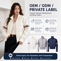Blouson matelassé TB pour femme en médiathèque de matériaux variés, 90 % duvet de canard blanc, manches en tricot matelassées, col montant, coupe courte, vêtement à marque privée