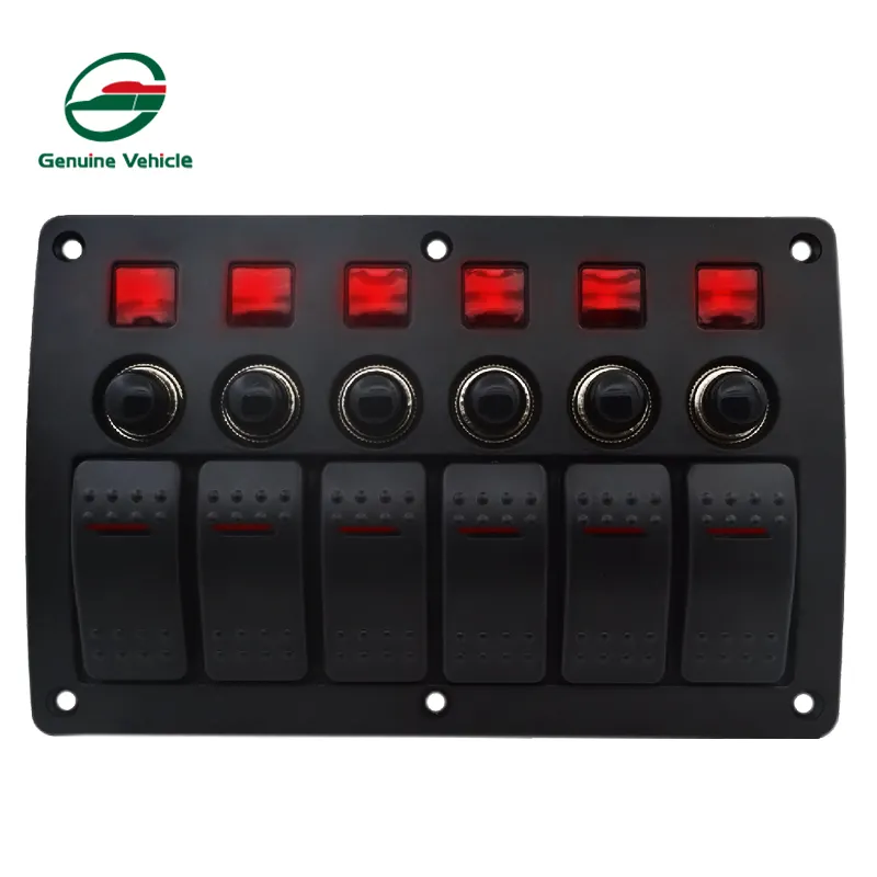 8 Gang Fire Retardant ABS Panel Waterproof Rocker Switch With Circuit Breaker Fuse RV Boat Switch Panel